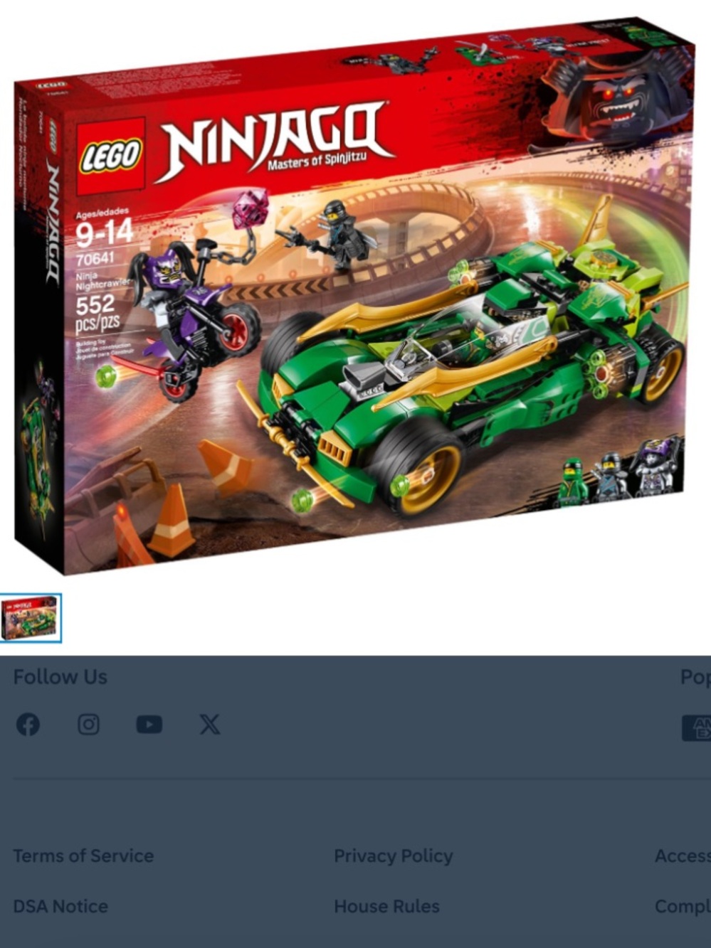 Lego Ninjago Set 70641 Ninja Nightcrawler